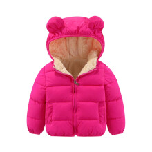 Manteaux d'hiver chauds et unis pour bébés garçons et filles, avec capuche et rembourrage, motif oreilles d'ours, pour enfants de 12 à 18 mois.