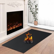 Fire Resistant Hearth Rug Black 48x28 inch 0.04 inch thick