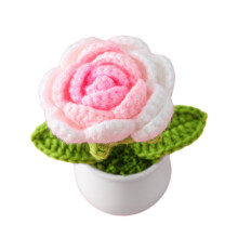 Valentine's Day rose bonsai handmade crochet potted plant
