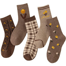 Damen-Socken mit floralem Karomuster, 6 Paar