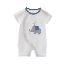 Neugeborenenkleidung für Jungen, Baby-Bodys, dünner Sommer-Strampler für Kinder mit Knopfleiste, Rundhalsausschnitt, kurzen Ärmeln, blau, 6-9