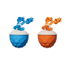 Interaktiver, berührungsempfindlicher Hüpfball für Hunde mit Seil, USB-aufladbar und Quietschfunktion – 2 Stück (Blau/Orange)