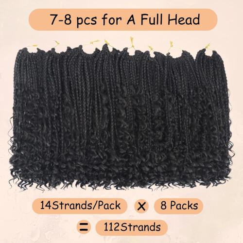 Boho Box Braids Häkelhaar, 30 cm, 8er-Pack, vorgeflochten