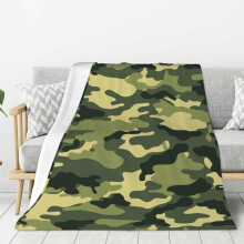Military Camouflage Green Throw Blanket Ultra Soft Warm All Season Army Camo Decorative Fleece Blankets for Bed Chair Car Sofa Couch Bedroom 60"X50"
