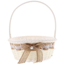Panier OUNONA multicolore en imitation rotin avec anse, idéal pour les fleurs de mariage et les célébrations élégantes