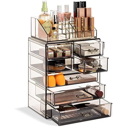 Make-up-Organizer aus Acryl mit 7 Schubladen – Schwarz getönt