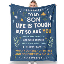 Cadeau deken voor zoon 50"x40" – Verjaardags-, kerst- of afstudeercadeau van papa en mama, geschikt voor volwassen zonen en tieners