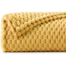 Jacquard Blanket - 3D Fleece Decorative Yellow Twin Size, Super Soft and Cozy Warm Fuzzy Blanket All Seasons Suitable, 60x80Inches