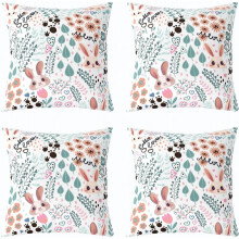 Pudebetræk i polyester med kaninprint, sæt med 4, 16x16 tommer