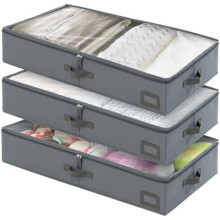 6" Under Bed Storage Containers (3-Pack) – Clear Cover, Label Holder, Sturdy Sidewalls | Compatible with Crib/Couch