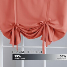 Red Christmas Blackout Tie-Up Curtains, Rod Pocket, 2 Panels, 42"x63", Coral, Energy Efficient, Compatible with Standard Rods
