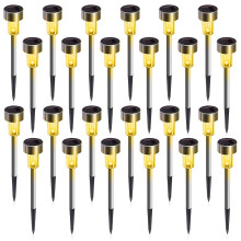 Set van 24 LED-tuinlampen op zonne-energie, waterdicht roestvrij staal, buitenverlichting voor landschapsarchitectuur - Warm wit