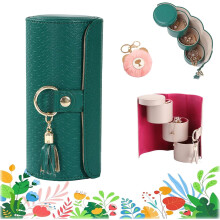 Luxuriöses 3-lagiges Schmuckkästchen aus Leder für Damen – Tragbarer Organizer mit Fächern für Halsketten, Ringe, Ohrringe und Armbänder