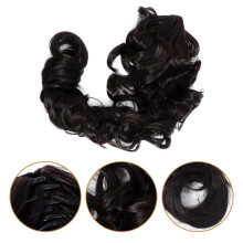 Extensión de cola de caballo ondulada OUNONA, pieza de cabello sintético negro, cómoda, estilo cosplay.