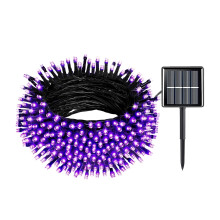 22 meter lange paarse solar Halloweenverlichting, 200 led's, waterdicht, 8 standen, lichtslinger voor buiten, geschikt voor boom/terras/feest –