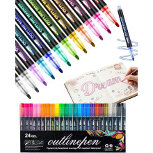 Dual-Line Contour Pen glitter art pen 48 colors