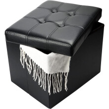 Stora Ottoman Bench – Foldable Foot Stool with Thick Foam & Leather, 17x13x13in, Compatible with Living Room & Coffee Table