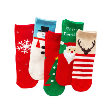 5 Pair Autumn Winter Warm Socks Christmas Cotton Stockings for Kids Children (20-23cm Foot Length)