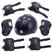 1 Set Cycling Helmet & Protective Gear (Helmet + Knee/Elbow Pads) – Black, Compatible with Outdoor Sports