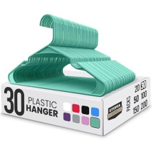 Lot de 30 cintres en plastique - Gain de place optimal - Résistants et robustes - Parfaits pour organiser votre dressing grâce à leurs rainures