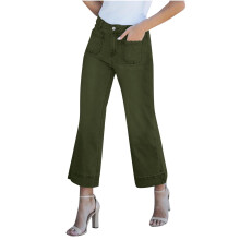 Dámské džíny Lenago Bootcut s širokými nohavicemi a vysokým pasem, elastické, rovné, zapínání na knoflíky, volné džíny s kapsou