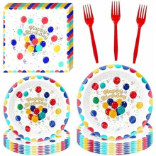 Juego de vajilla de 96 piezas para fiesta de cumpleaños para 24 personas
