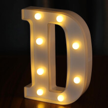 LED világító betűk: 26 ábécé + 10 szám, elemes sátordekoráció esküvőre, születésnapra, partira, otthonra (D betű)