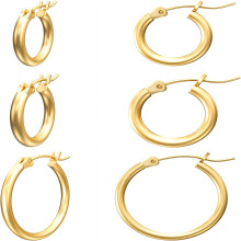 Gouden oorringen voor dames, 14 karaats verguld, 925 sterling zilver