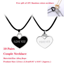 10 Paar Unisex Kreative „Ich liebe dich für immer“-Anhänger in Herzform mit Buchstaben, schwarz-weiß, Valentinstagsgeschenk