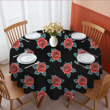 Pioneer Flower Floral Print Pattern Round Tablecloth 60 X 60 Inch, Wrinkle Resistant Wipeable Table Cloth for Kitchen Dining Picnic Patio Party