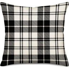 Housses de coussin à carreaux noirs et blancs, 40 x 40 cm, coton-lin, décoration extérieure/Noël/campagne, compatibles avec les coussins standards