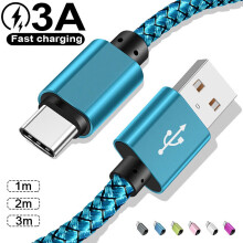 Cábla Muirir USB-C 6.6 troigh, Níolón Braidithe – comhoiriúnach le Samsung Galaxy Note9/8, S10/S9/S8, LG G7/G6/V40/V30, Pixel3/3XL,