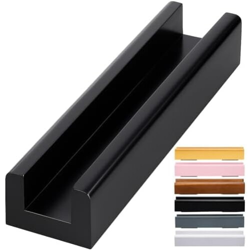 Wooden Floor Mirror Stand Black 9.84" L