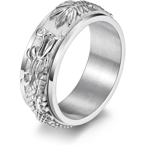 Herreringer Drageskulpturring Angstfidgetring Spinnerring Rustfrie stålringer for menn