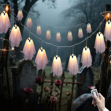 Spooklampjes met 10 led's op batterijen, 8 standen, waterdicht – Geschikt voor Halloweenfeestjes, spookhuizen, veranda- en raamdecoratie