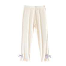 VERUGU Girls Leggings Spring Fall Kids Thin Solid Bow Slim Long Pants Casual Lightweight Breathable Pants Beige 7 Years