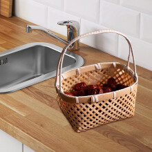 Woven Basket with Handles Bread Baking Tray Serving Trays Rustic Breakfast Basket Handwoven Fruit Basket for Picnic Bathroom oval