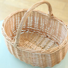 1Pack Wicker Pantry for Storing Groceries in Kitchen with Linen Fabric and Wood Material