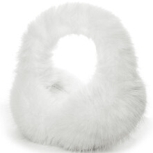 Fluffy Faux Fur Ear Muffs for Women, Foldable & Frostproof, Warm Soft Ear Covers for Cold Weather – White, One Size