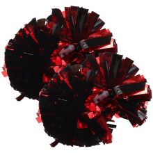 2Pcs Cheerleading Pom Poms for Parties Cheerleader Accessories Red with Black 9.82X7.07X7.07in
