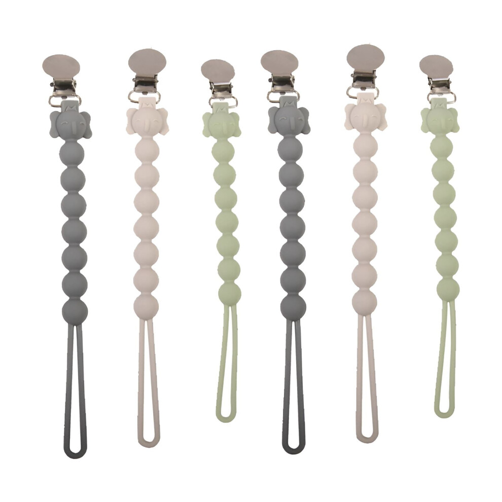 6Pcs Pacifier Clip,Food-Grade Silicone Material Pacifier Holder,Durable Stainless Steel Clip Binky Clips
