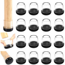 16PCS Chair Sliders for Carpet & Hardwood, Round Glide Pads (Clear, 0.75"-1.1"), Protect Floors, Easy Move — Compatible with Standard Chair Legs