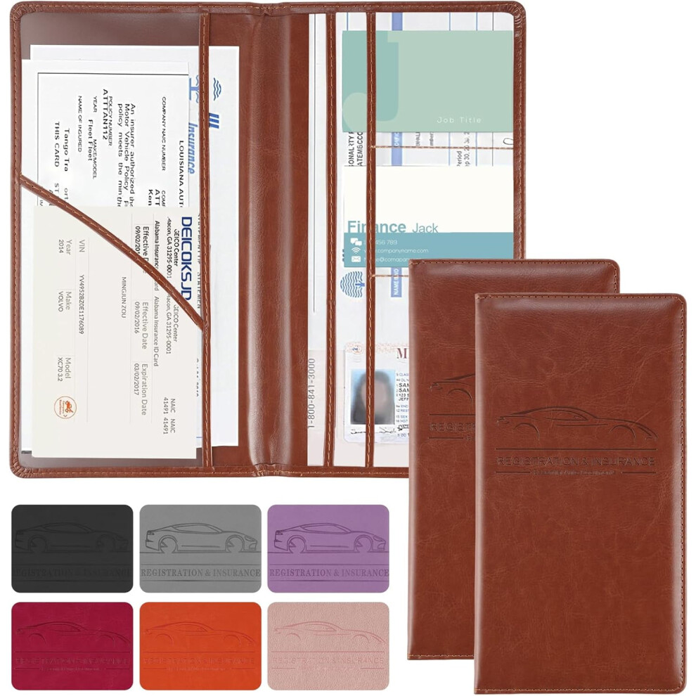 Pu Leather Car Registration & Insurance Card Holder With Magnetic Closure, Multi-Pocket Glove Box Organizer Â Compatible With Standard License Cards 9028731335476