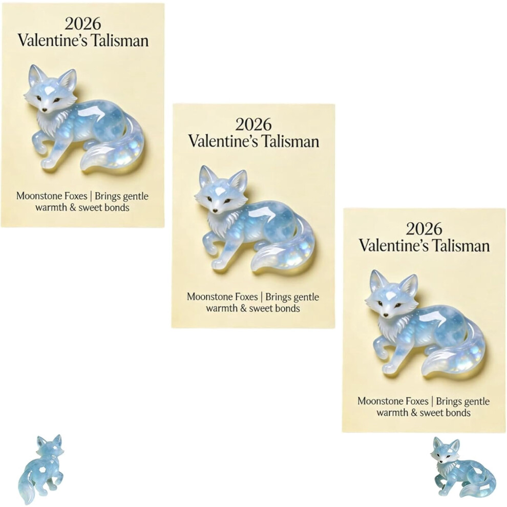2026 Valentine's Moonstone Fox Talisman Â Gentle Warmth & Sweet Bonds, Crystal Ornament Gift For Wife/Daughter (3Pcs), Compatible With Love 9028731335520