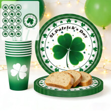 Grünes Kleeblatt-Einweggeschirr-Set zum St. Patrick's Day, 36 Stück