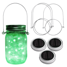 20 LED String Fairy Firefly Jar Lid Lights with Hanger Decor, Terrace Garden Decor, 3-Pack (No Jars)
