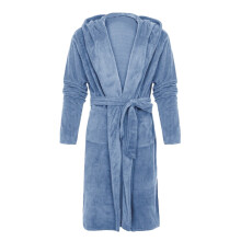 Men's Hooded Belted Soft Bathrobe, Long Sleeve Sleepwear with Pockets, Cozy Warm Homewear for Winter (Blue, 3XL)