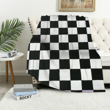 Checkerboard Blanket Geometric Checkered Plaid Pattern Black and White Throw Blanket Decor Cozy Warm for Home Bedroom Sofa Office White
