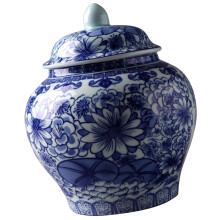 Barattolo in ceramica per la conservazione del tè con coperchio ermetico, blu e bianco