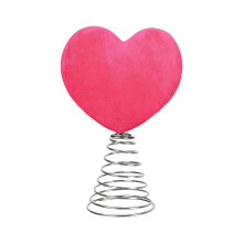 Mini Valentine Christmas Tree Topper 8 Inch Velvet Heart Shaped Tree Topper for Valentine Home Decor Holiday, Hot Pink